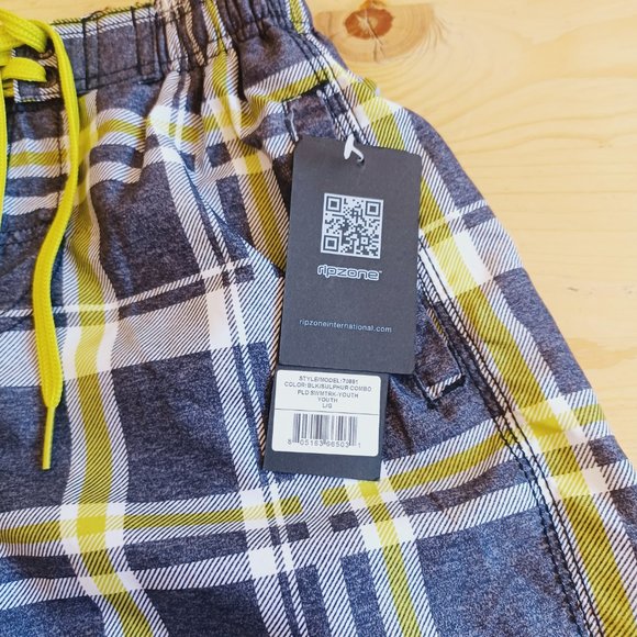 NEW! Ripzone Boy's L Swim Trunks Grey/Green  (3748) - Picture 5 of 12